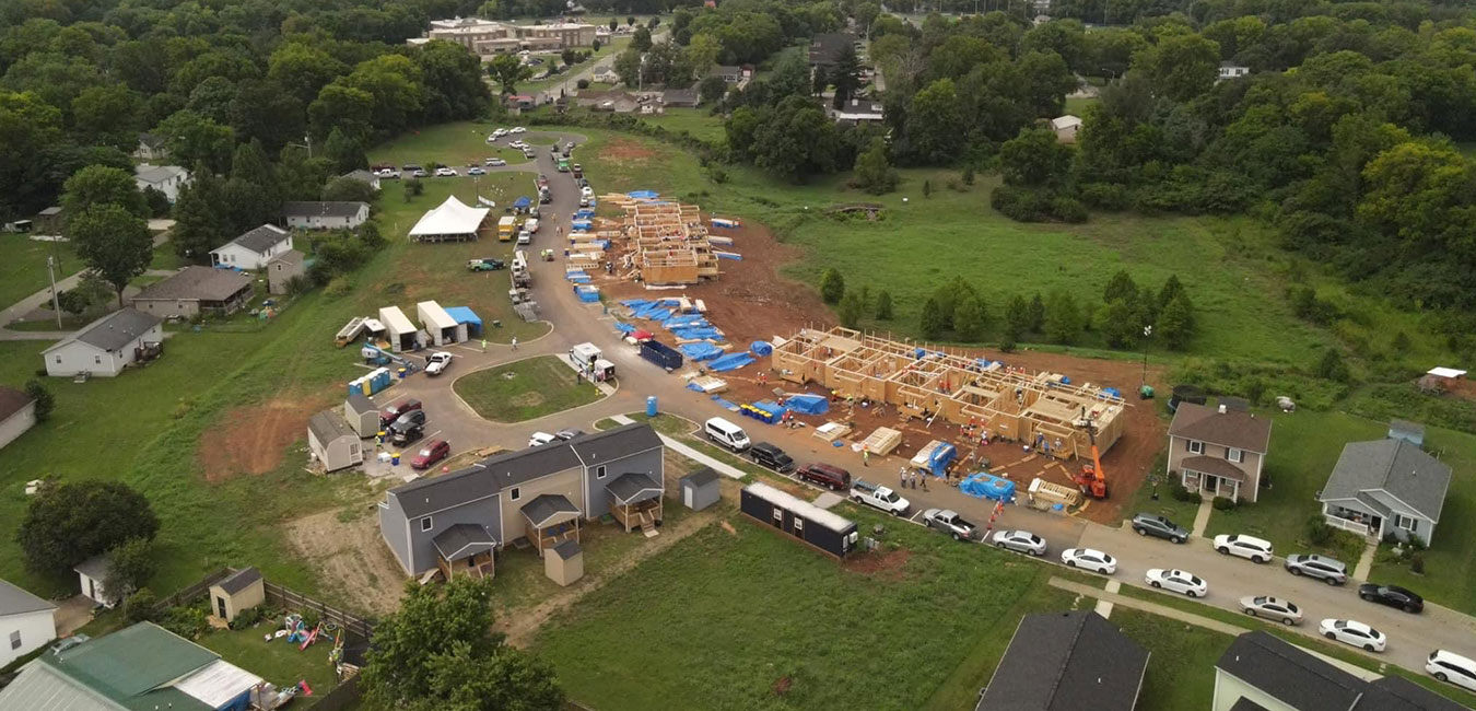 Volunteers working together after Kentucky tornado damage